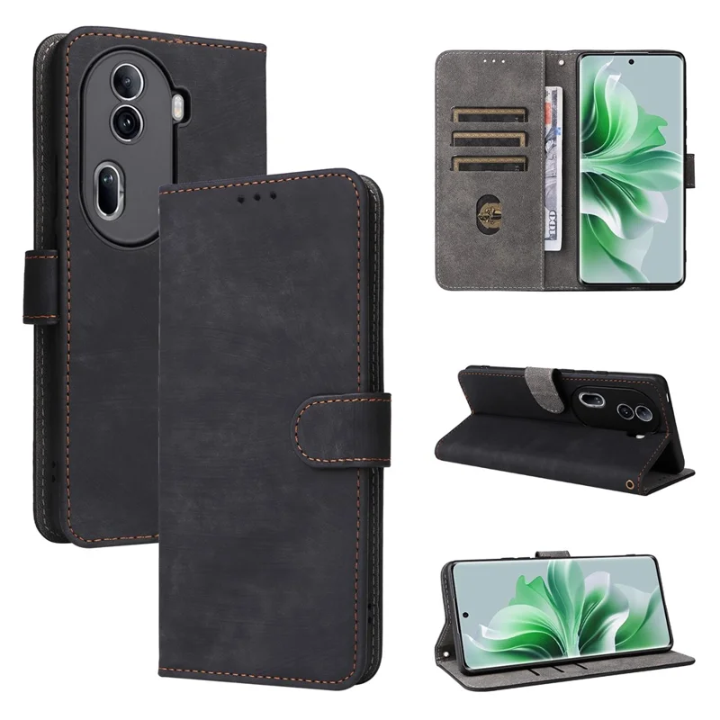 For Oppo Reno11 Pro 5G (Global) / Reno11 (China) 5G Case RFID Blocking PU Leather Phone Cover - Black-Cellmalls