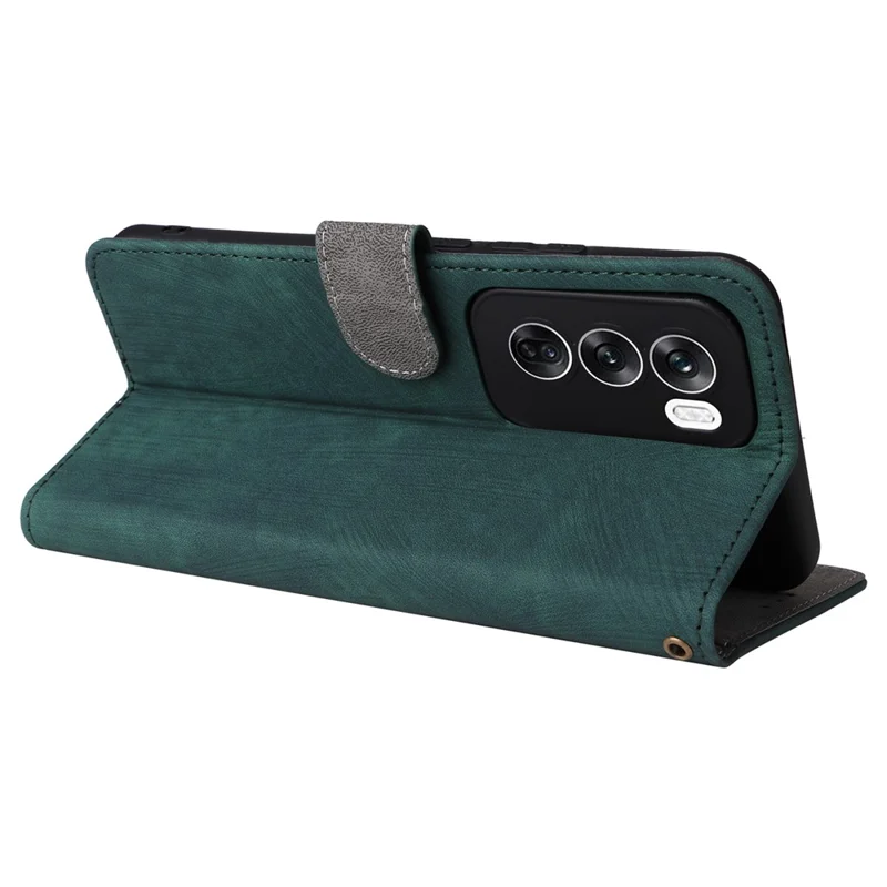 For Oppo Reno12 5G (Global) Case with Hand Strap RFID Blocking Leather Phone Cover - Green-Cellmalls