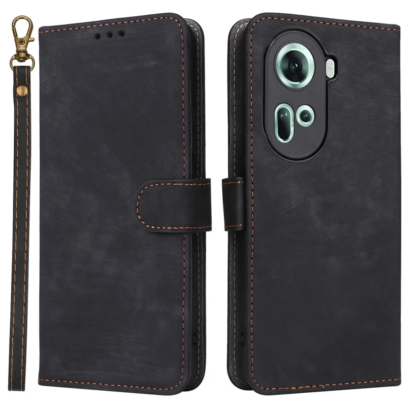 For Oppo Reno11 5G (Global) Case PU Leather Wallet Phone Cover with RFID Blocking - Black-Cellmalls