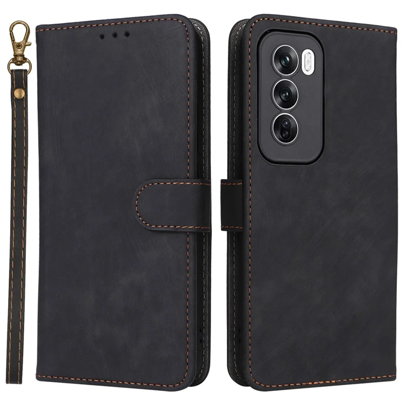 For Oppo Reno12 Pro 5G (Global) Case RFID Blocking Card Slots PU Leather Wallet Phone Cover - Black-Cellmalls