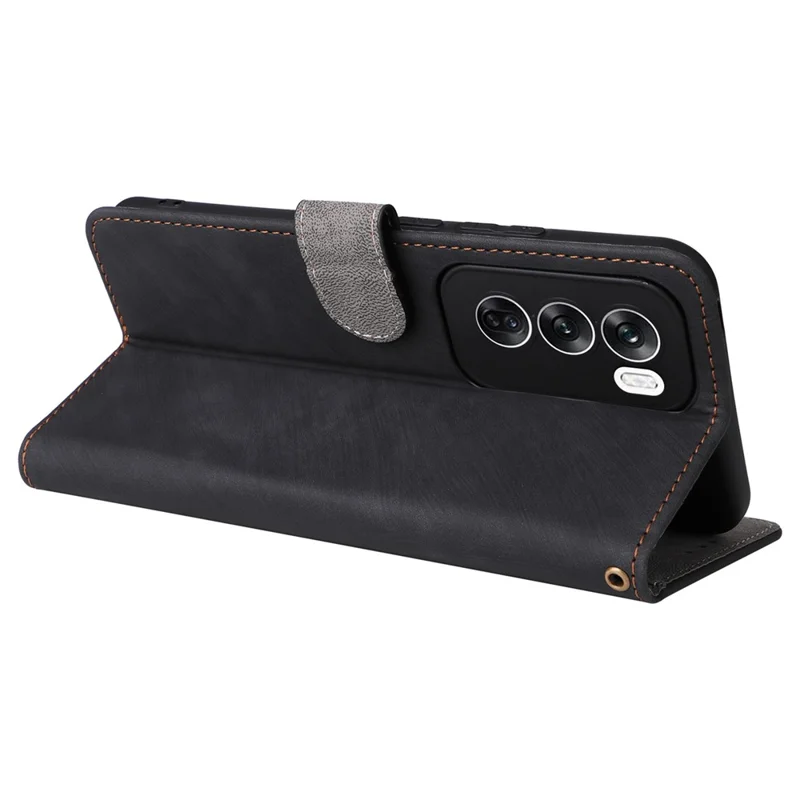 For Oppo Reno12 Pro 5G (Global) Case RFID Blocking Card Slots PU Leather Wallet Phone Cover - Black-Cellmalls