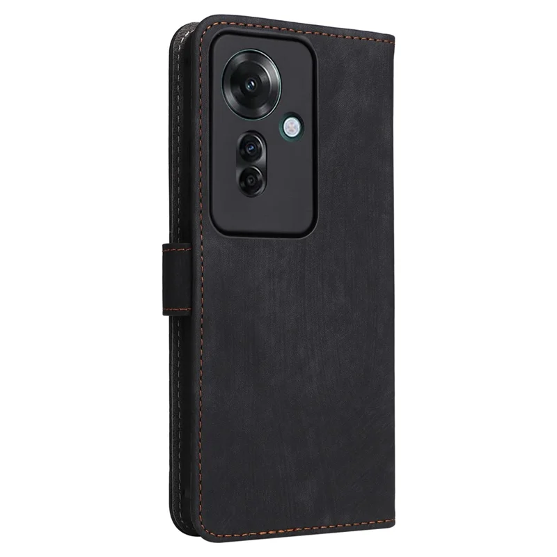 For Oppo Reno11 F 5G / F25 Pro 5G Wallet Case RFID Blocking Phone Cover with Wrist Strap - Black-Cellmalls