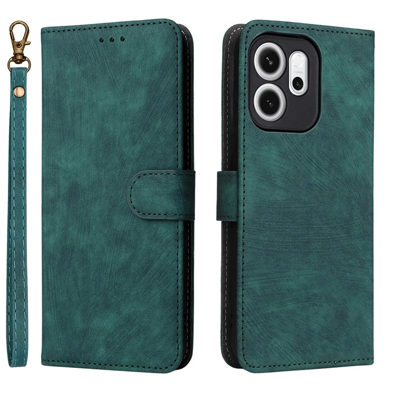 For Oppo Reno14 F 5G Case Wallet RFID Blocking PU Leather Phone Cover Stand with Strap - Black-Cellmalls