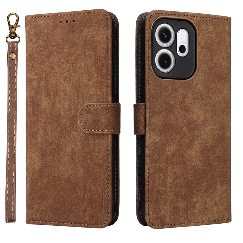 For Oppo Reno14 F 5G Case Wallet RFID Blocking PU Leather Phone Cover Stand with Strap - Black-Cellmalls