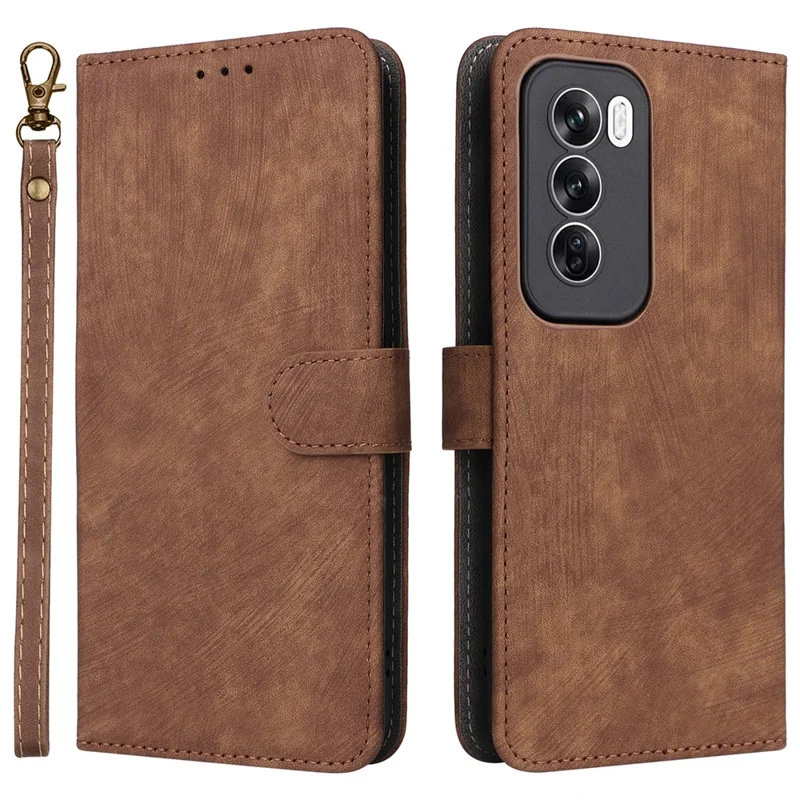 For Oppo Reno12 5G (Global) Case with Hand Strap RFID Blocking Leather Phone Cover - Green-Cellmalls