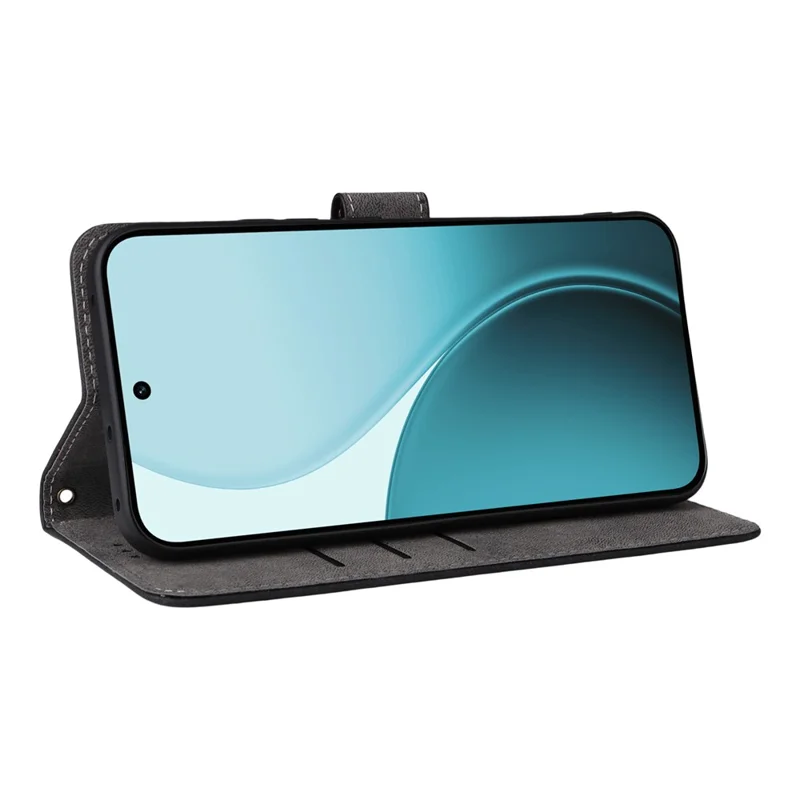 For Oppo Reno14 F 5G Case Wallet RFID Blocking PU Leather Phone Cover Stand with Strap - Black-Cellmalls