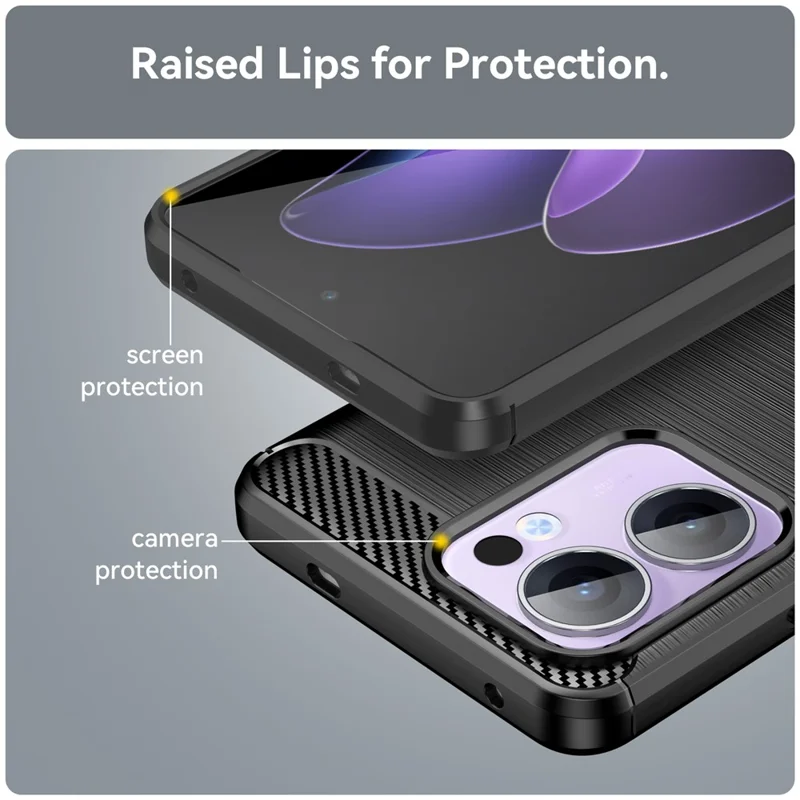 For Oppo Reno13 F 5G Case Protective Phone Cover Carbon Fiber Texture Brushed - Black-Cellmalls
