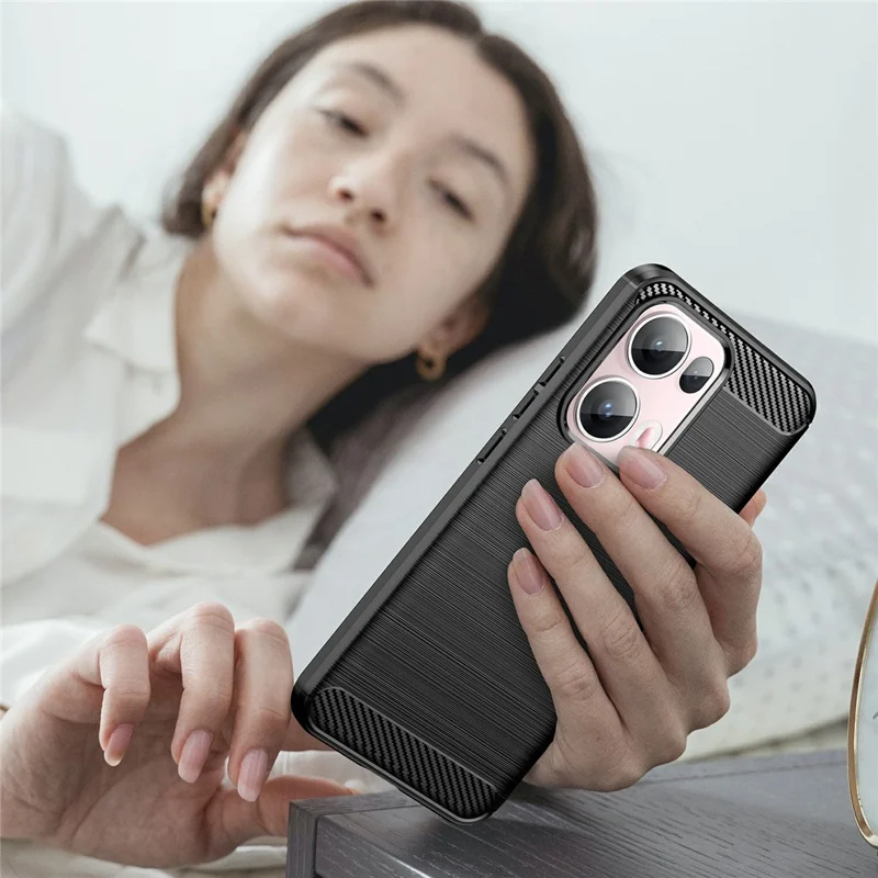 For Oppo Reno13 Pro 5G Case Protective Phone Cover Carbon Fiber Texture Brushed - Black-Cellmalls
