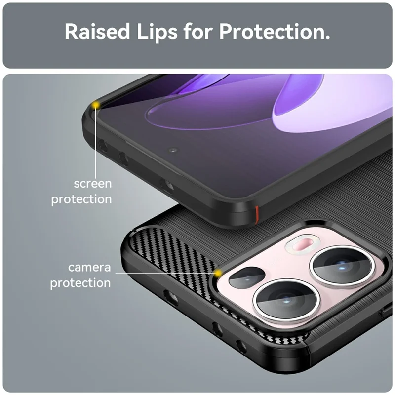 For Oppo Reno13 Pro 5G Case Protective Phone Cover Carbon Fiber Texture Brushed - Black-Cellmalls