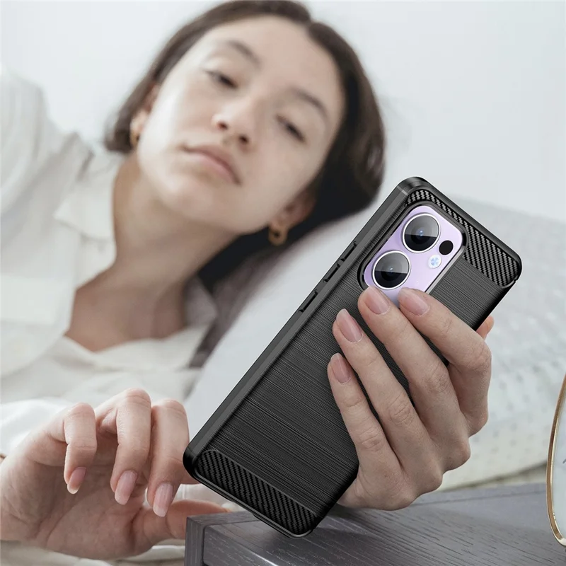 For Oppo Reno13 F 5G Case Protective Phone Cover Carbon Fiber Texture Brushed - Black-Cellmalls