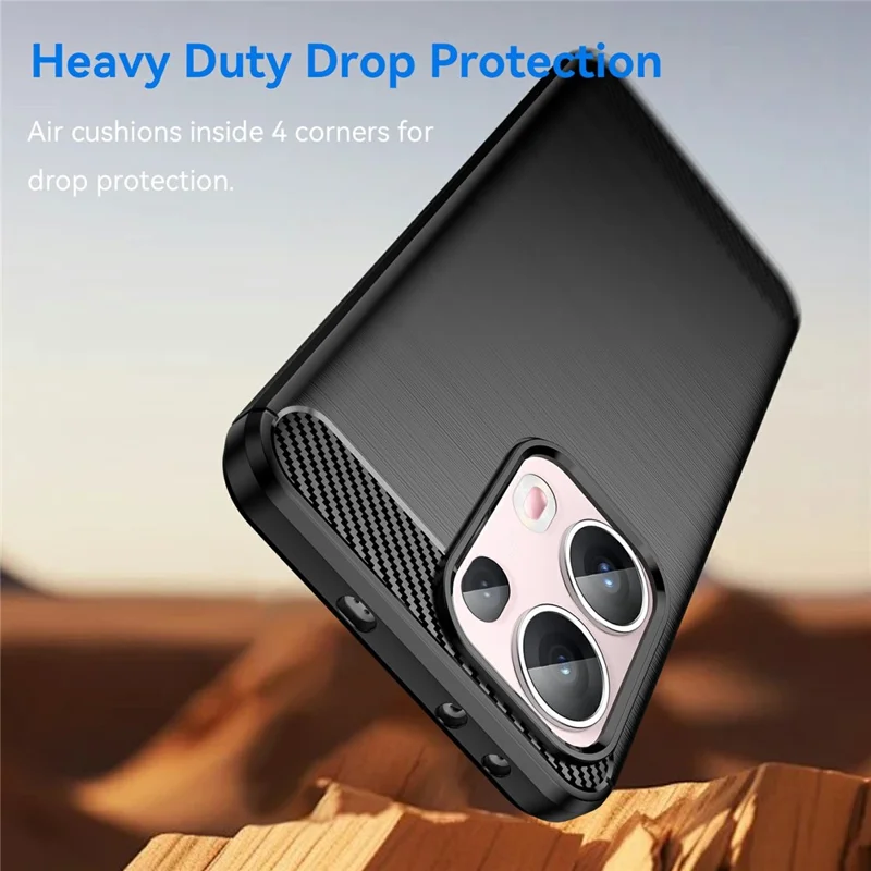 For Oppo Reno13 Pro 5G Case Protective Phone Cover Carbon Fiber Texture Brushed - Black-Cellmalls