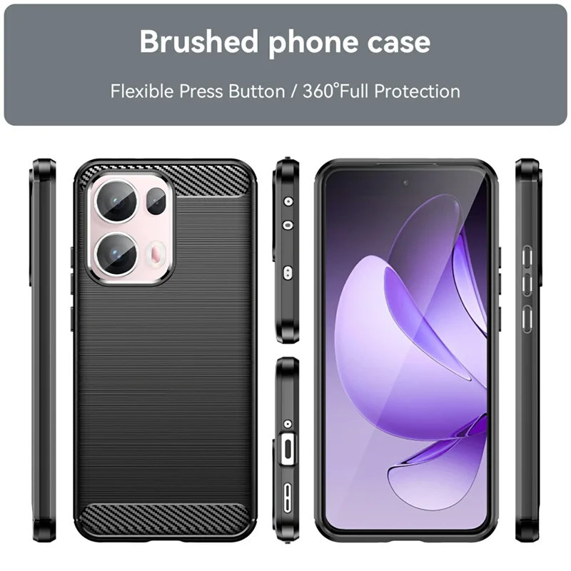 For Oppo Reno13 Pro 5G Case Protective Phone Cover Carbon Fiber Texture Brushed - Black-Cellmalls