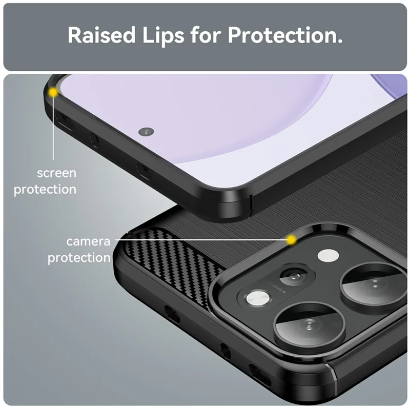 For Oppo Reno14 Pro 5G (Global) Case Protective Phone Cover Carbon Fiber Texture Brushed - Black-Cellmalls
