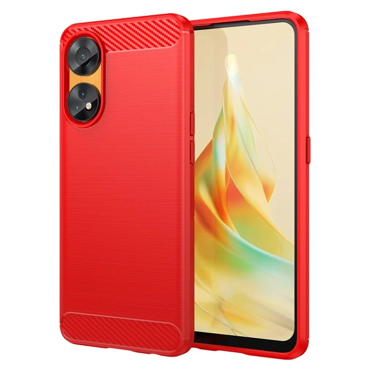 Brushed Carbon Fiber Texture Phone Case for Oppo Reno8 T 4G , Flexible TPU Phone Cover - Black-Cellmalls