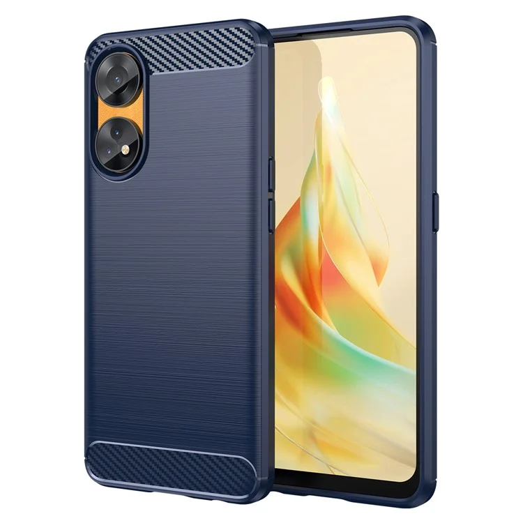 Brushed Carbon Fiber Texture Phone Case for Oppo Reno8 T 4G , Flexible TPU Phone Cover - Black-Cellmalls