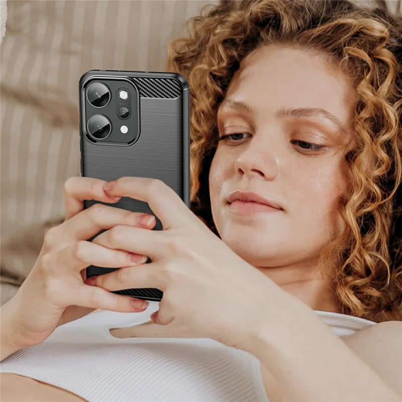 For Oppo Reno14 Pro 5G (Global) Case Protective Phone Cover Carbon Fiber Texture Brushed - Black-Cellmalls