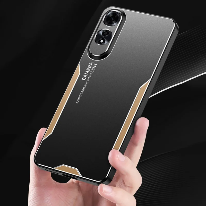 For Oppo A60 4G Phone Case Aluminium Alloy TPU PC Back Cover - Gold-Cellmalls
