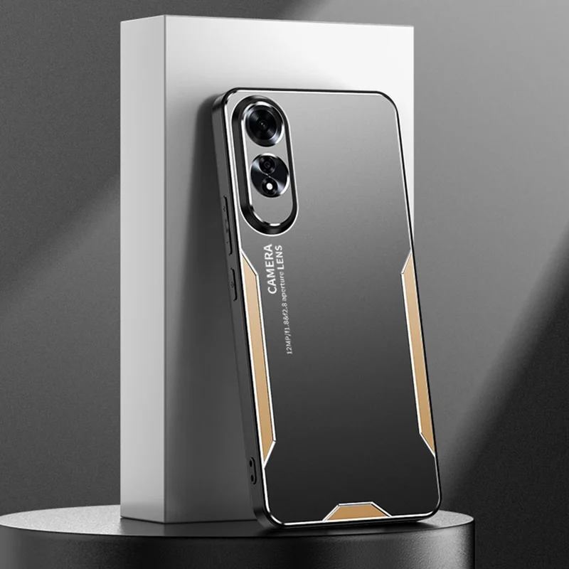 For Oppo A60 4G Phone Case Aluminium Alloy TPU PC Back Cover - Gold-Cellmalls