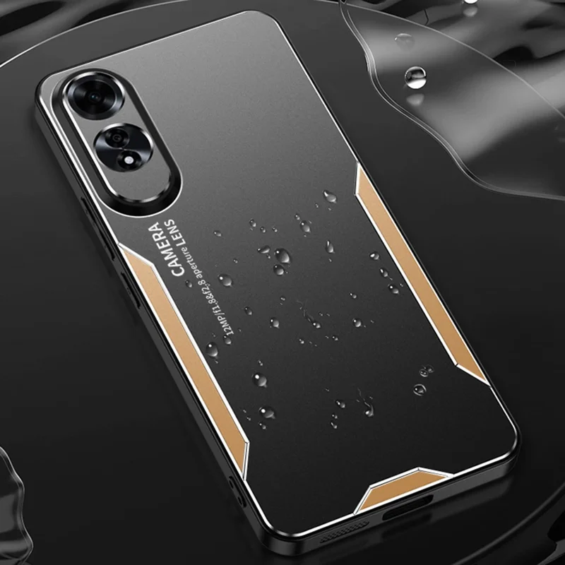 For Oppo A60 4G Phone Case Aluminium Alloy TPU PC Back Cover - Gold-Cellmalls