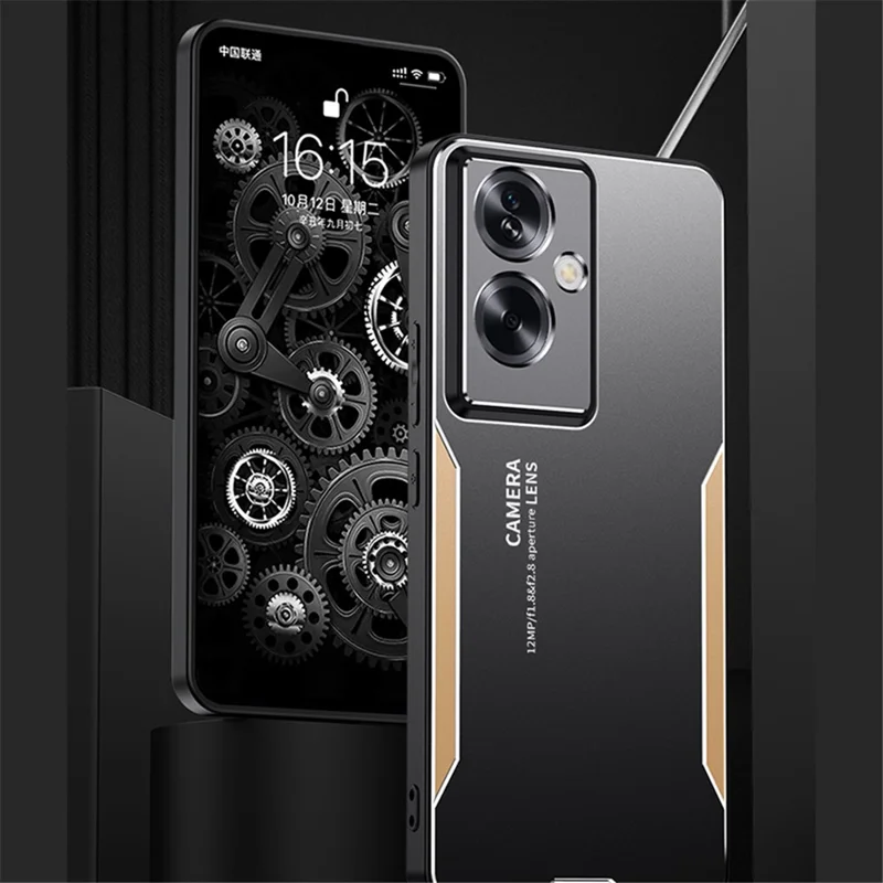 For Oppo A79 5G / A2 5G Phone Case Shockproof Tough Rugged Armor Aluminium Alloy Back Cover - Gold-Cellmalls