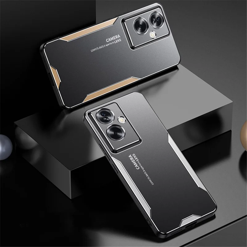 For Oppo A79 5G / A2 5G Phone Case Shockproof Tough Rugged Armor Aluminium Alloy Back Cover - Gold-Cellmalls