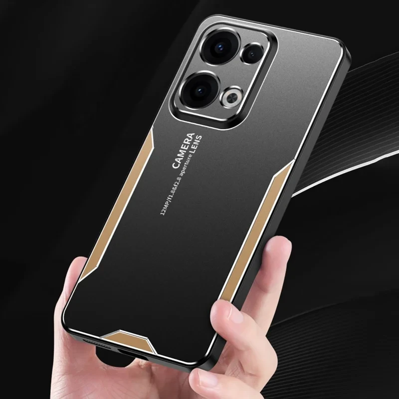 For Oppo Reno13 5G (Global) Phone Case Aluminium Alloy TPU PC Back Cover - Gold-Cellmalls