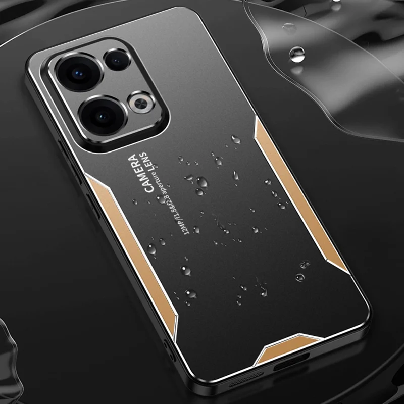 For Oppo Reno13 5G (Global) Phone Case Aluminium Alloy TPU PC Back Cover - Gold-Cellmalls