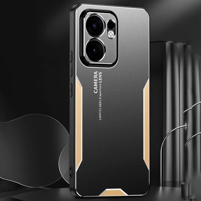 For Oppo Reno13 F 4G Phone Case Aluminium Alloy TPU PC Back Cover - Gold-Cellmalls