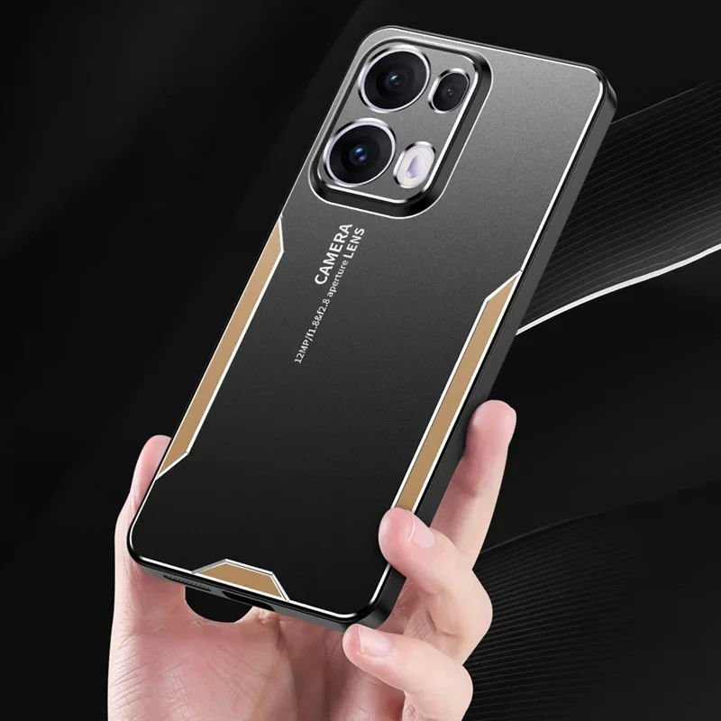 For Oppo Reno13 Pro 5G Phone Case Aluminium Alloy TPU PC Back Cover - Gold-Cellmalls