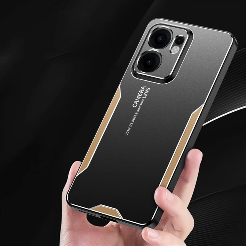 For Oppo Reno13 F 4G Phone Case Aluminium Alloy TPU PC Back Cover - Gold-Cellmalls