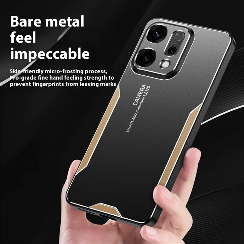 For Oppo Reno14 5G (Global) Phone Case Aluminium Alloy TPU PC Back Cover - Gold-Cellmalls