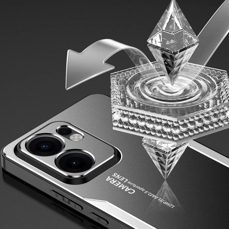 For Oppo Reno13 F 4G Phone Case Aluminium Alloy TPU PC Back Cover - Gold-Cellmalls