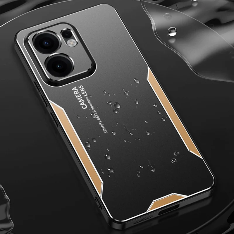 For Oppo Reno14 F 5G Phone Case Aluminium Alloy TPU PC Back Cover - Gold-Cellmalls