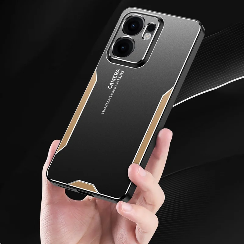 For Oppo Reno14 F 5G Phone Case Aluminium Alloy TPU PC Back Cover - Gold-Cellmalls