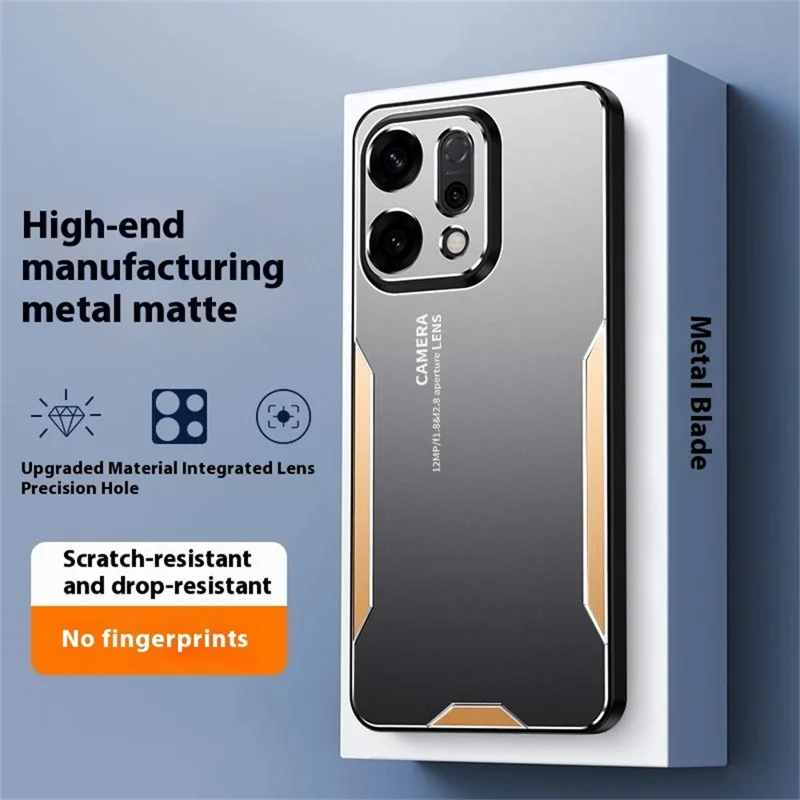For Oppo Reno14 Pro 5G (Global) Phone Case Aluminium Alloy TPU PC Back Cover - Gold-Cellmalls