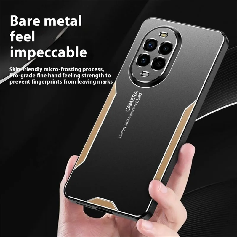 For Oppo Reno14 Pro 5G (Global) Phone Case Aluminium Alloy TPU PC Back Cover - Gold-Cellmalls