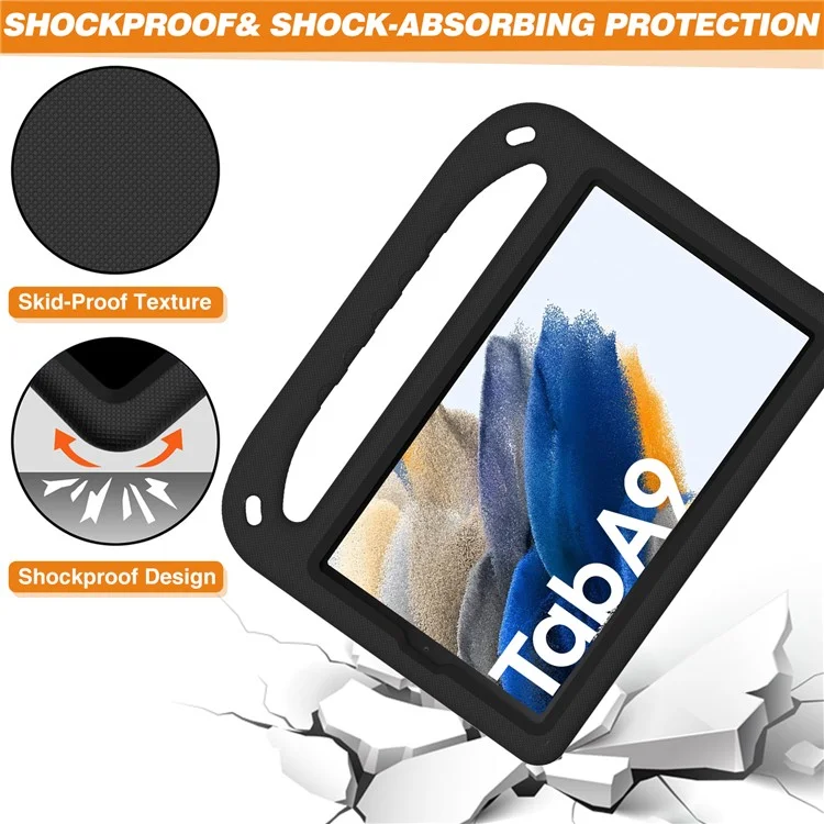 For Samsung Galaxy Tab A9 Case Shockproof Kickstand EVA Tablet Cover with Handle - Black-Cellmalls