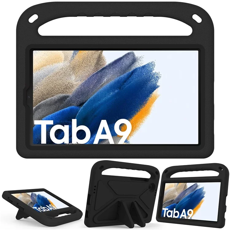 For Samsung Galaxy Tab A9 Case Shockproof Kickstand EVA Tablet Cover with Handle - Black-Cellmalls
