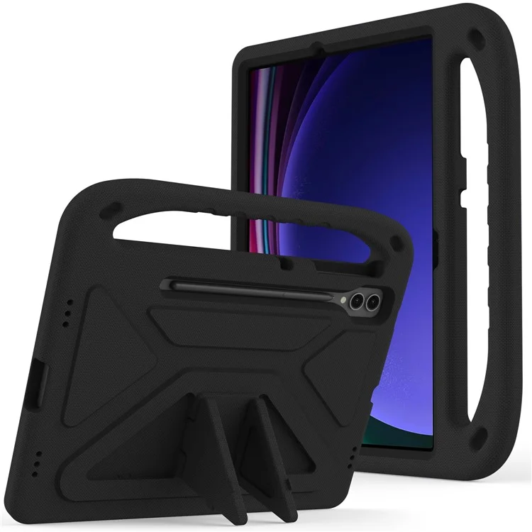 For Samsung Galaxy Tab S9 FE+ Case Hand Grip EVA Tablet Kickstand Cover - Black-Cellmalls