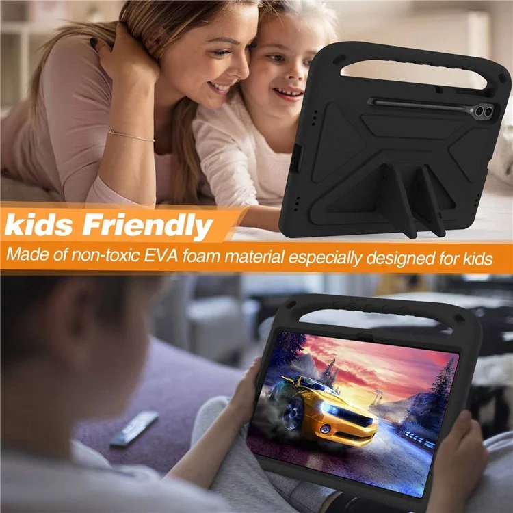 For Samsung Galaxy Tab S9 FE+ Case Hand Grip EVA Tablet Kickstand Cover - Black-Cellmalls
