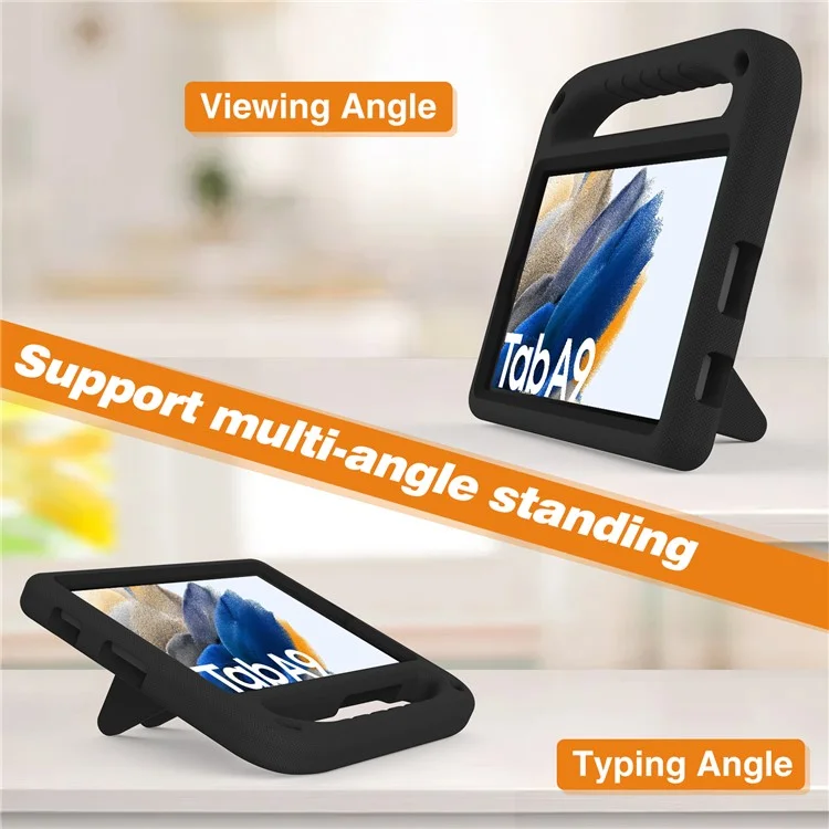For Samsung Galaxy Tab A9 Case Shockproof Kickstand EVA Tablet Cover with Handle - Black-Cellmalls