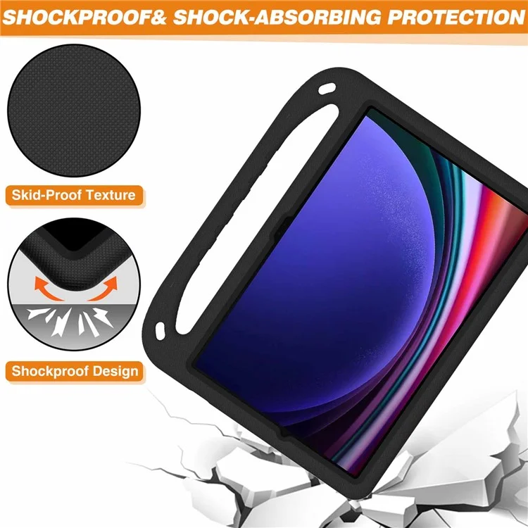 For Samsung Galaxy Tab S9 FE+ Case Hand Grip EVA Tablet Kickstand Cover - Black-Cellmalls