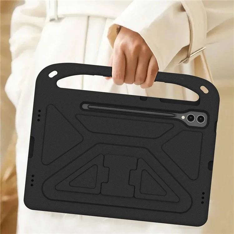 For Samsung Galaxy Tab S9 FE+ Case Hand Grip EVA Tablet Kickstand Cover - Black-Cellmalls