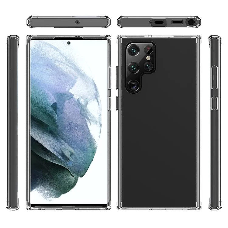 Hard Acrylic Back with TPU Bumper Shockproof Anti-Drop Protective Phone Case for Samsung Galaxy S22 Ultra 5G-Cellmalls