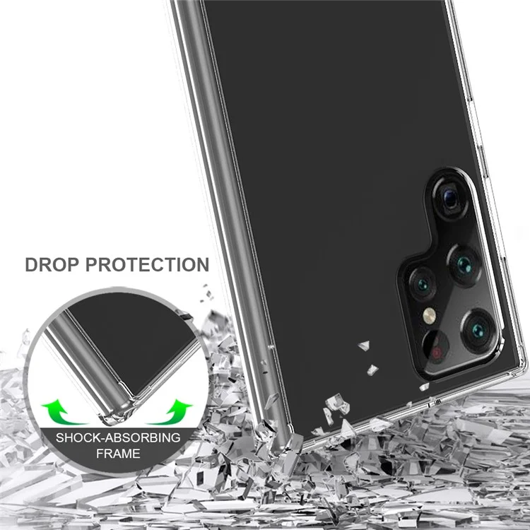 Hard Acrylic Back with TPU Bumper Shockproof Anti-Drop Protective Phone Case for Samsung Galaxy S22 Ultra 5G-Cellmalls