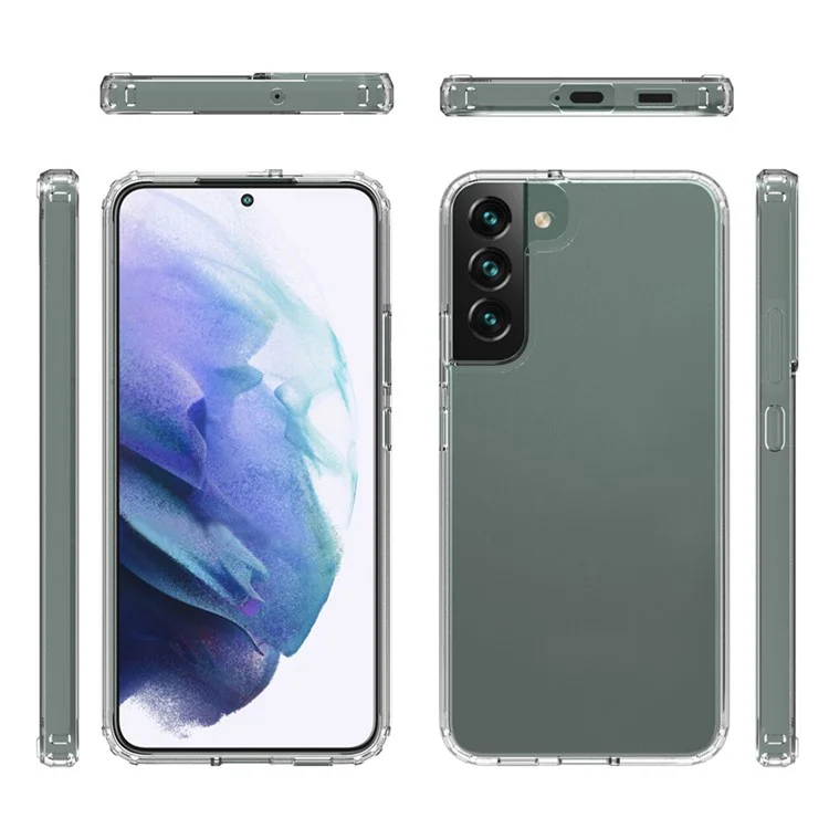 Acrylic Back Panel + Soft TPU Edges Protective Clear Phone Case for Samsung Galaxy S22+ 5G-Cellmalls