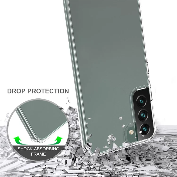 Acrylic Back Panel + Soft TPU Edges Protective Clear Phone Case for Samsung Galaxy S22+ 5G-Cellmalls