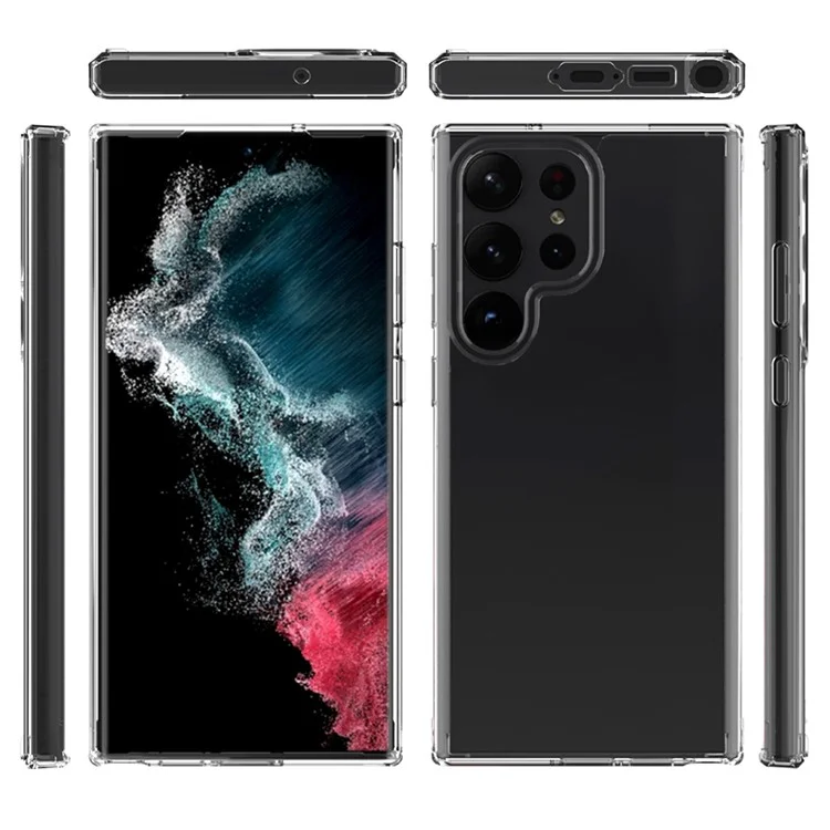 For Samsung Galaxy S23 Ultra Clear Phone Case Hard Acrylic Soft TPU Anti-Scratch Shockproof Cover-Cellmalls