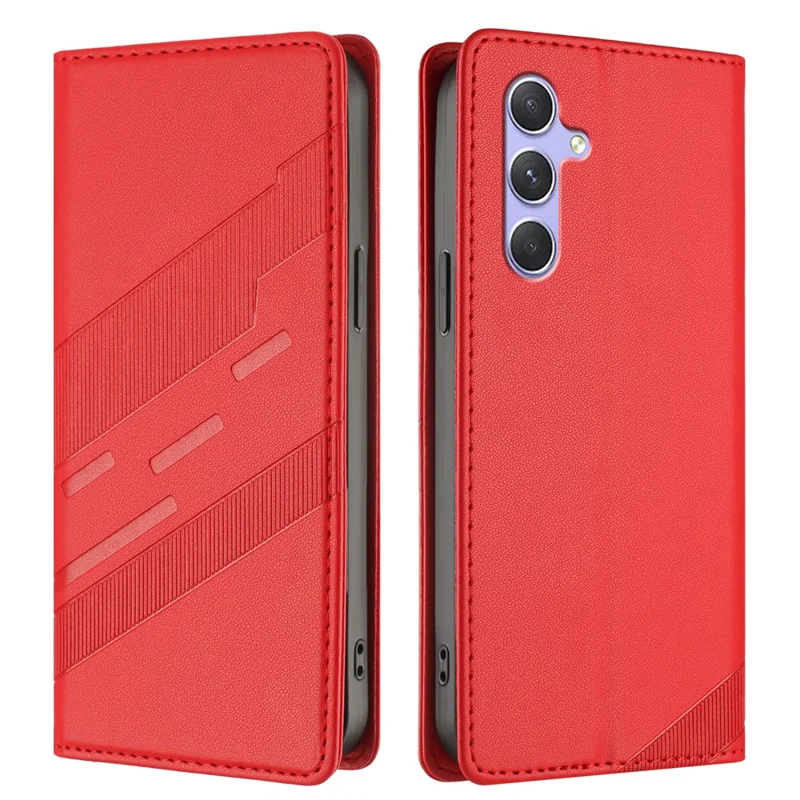 For Samsung Galaxy A54 5G Phone Cases Punk Style Imprinted Wallet Stand Leather Cover - Red-Cellmalls