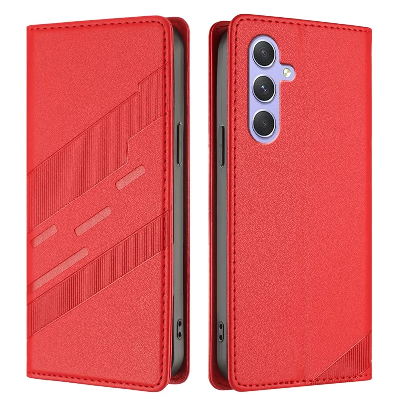 For Samsung Galaxy A55 5G Phone Cases Punk Style Imprinted Wallet Stand Leather Cover - Red-Cellmalls